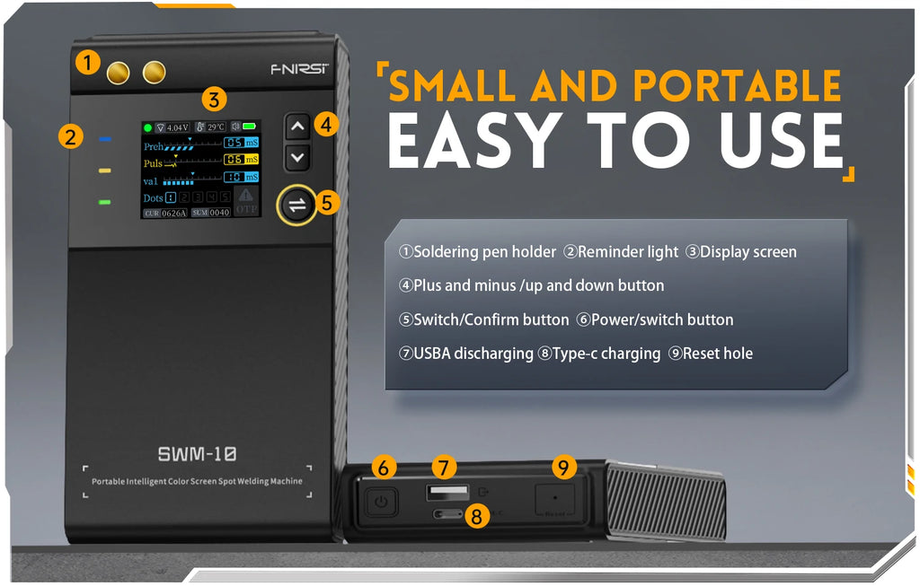 FNIRSI SWM-10 spot welder, 18650 battery assembly, up to 0.25mm, 5000mAh