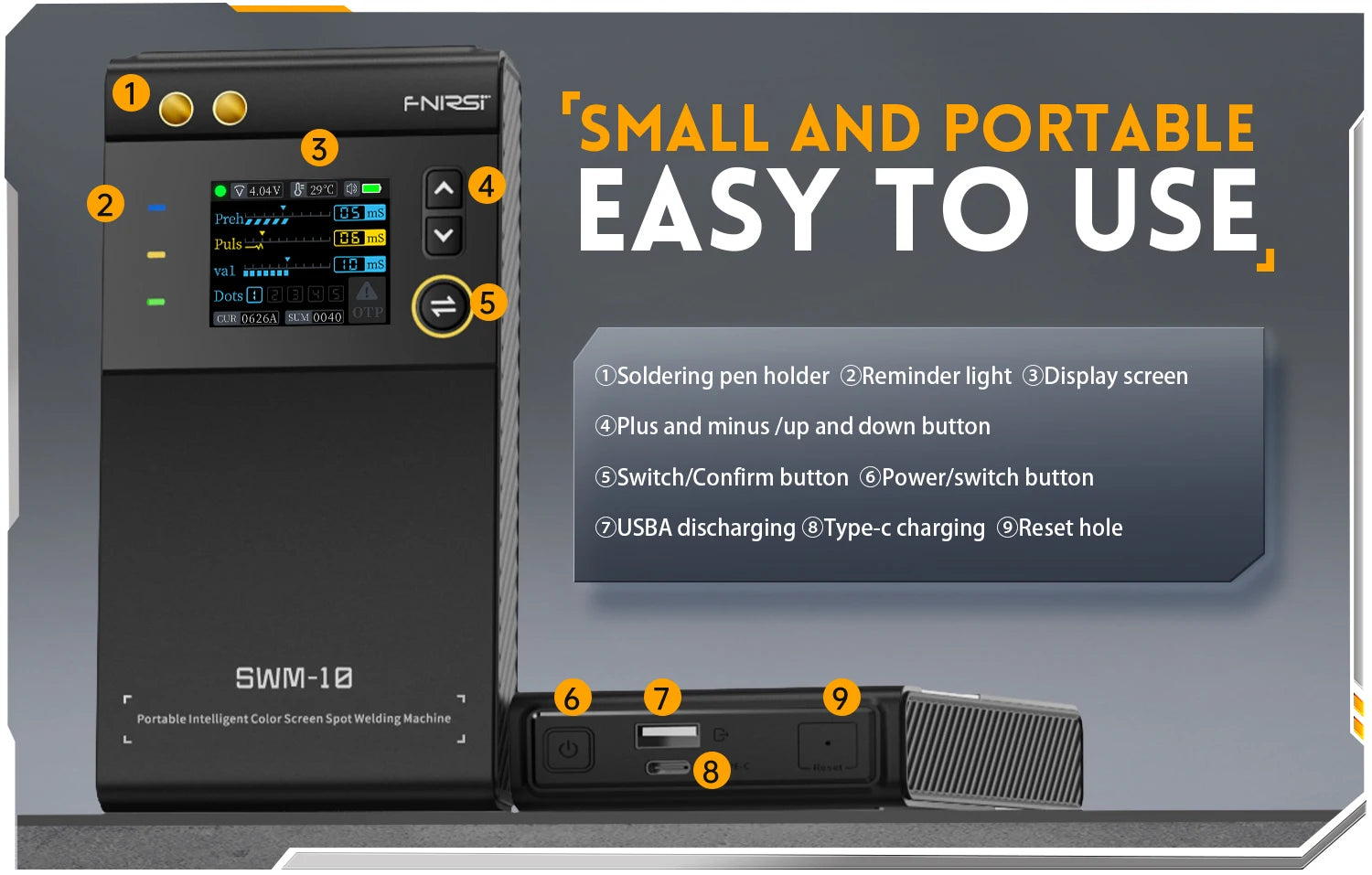 FNIRSI SWM-10 spot welder, 18650 battery assembly, up to 0.25mm, 5000mAh