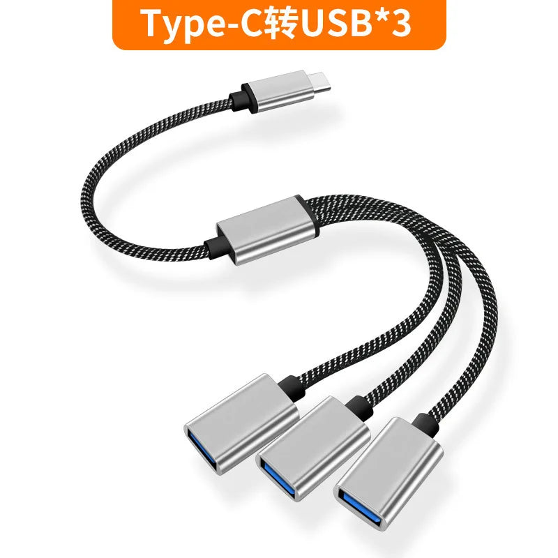 USB Type C Hub Extensions 4 Port USB Cable Splitter OTG High Speed Transfer Adapter Portable Converter For PC Laptop Macbook Pro
