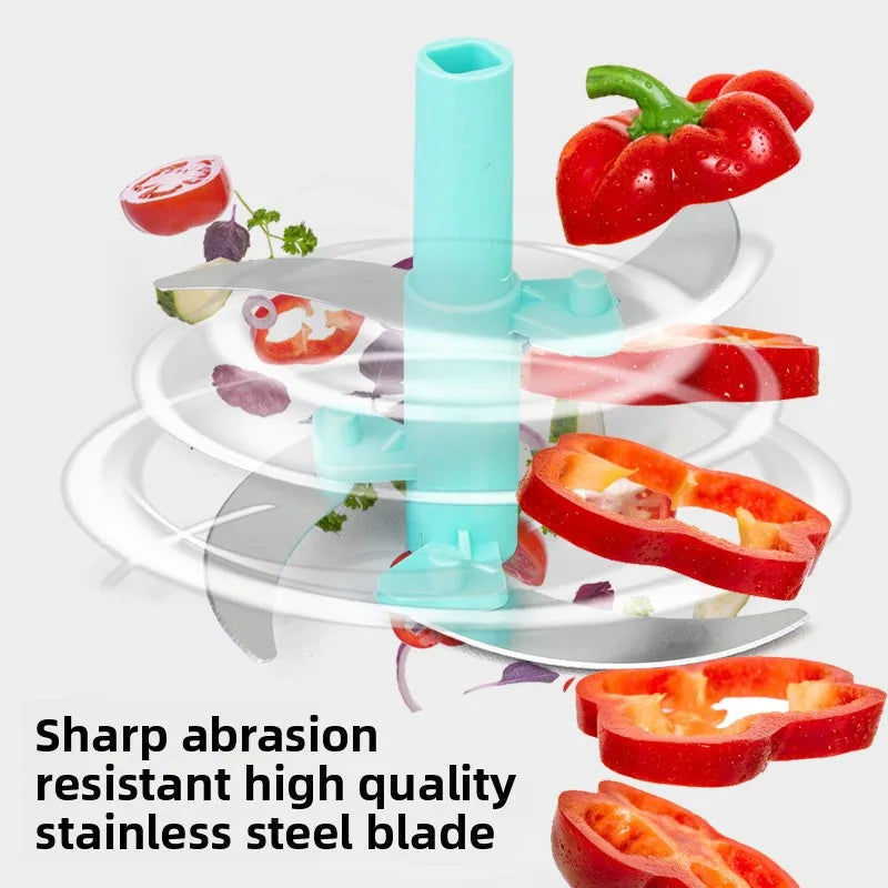 Handheld Vegetable Chopper Multifunction Kitchen Tool for Garlic Ginger Mincing Dicing Slicing with Large Capacity Container