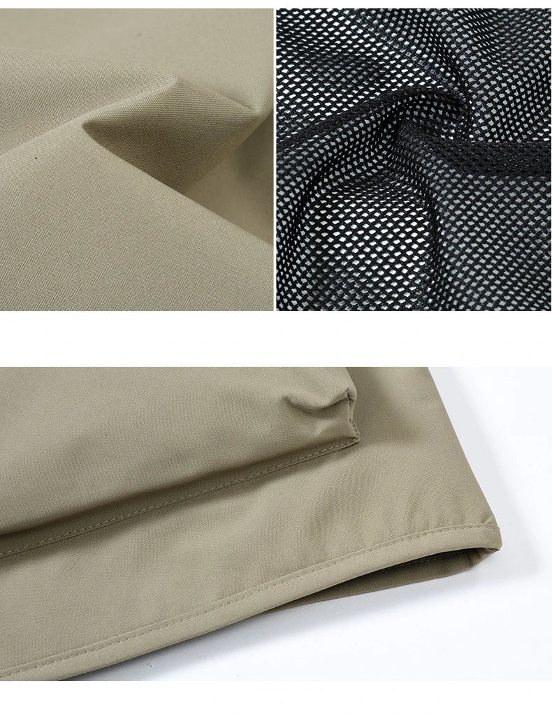FGKKS Brand Men's Fashion Vest Solid Color Tooling Style Waistcoat Thin Multi-Pocket Casual Loose Vest for Men