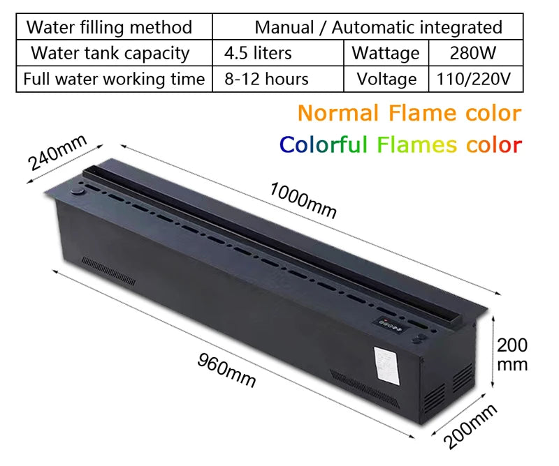 Water Electric Fireplace 3D Mist Fireplace Embedded Realistic Mist Flame Remote Control APP Interior Decoration Steam Fireplace