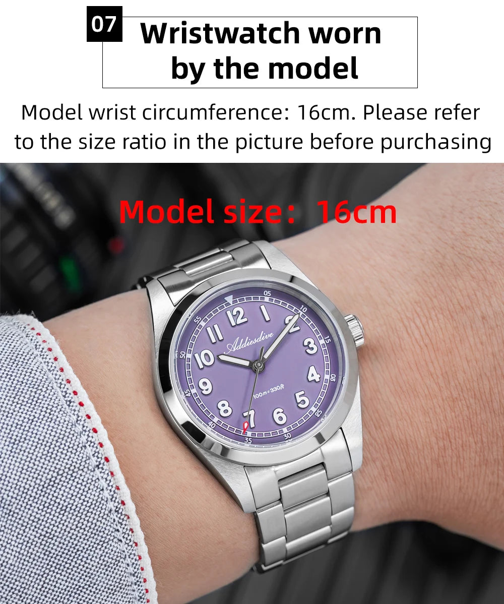 ADDIESDIVE Top Brand Mens Quartz Watch Sapphire Crystal  BGW9 Luminous Waterproof 100m Waterproof Vintage Watches NEW Ultra-thin