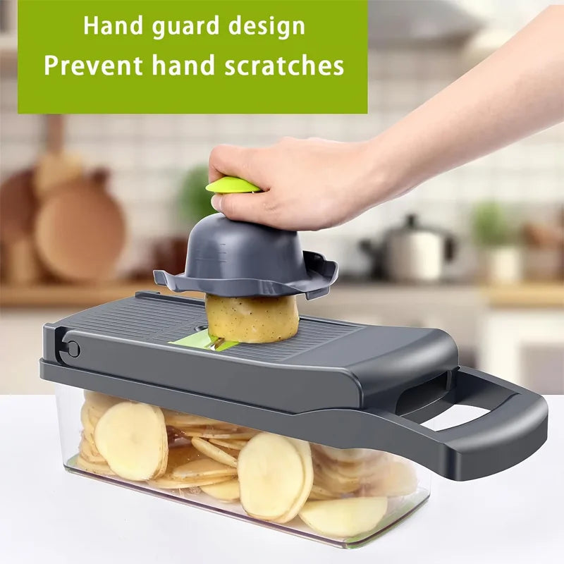Hot 16Pcs Set Vegetable Chopper Onion Chopper With Handle Ideal For Food Grating Slicing Dicing And Shredding In Kitchen
