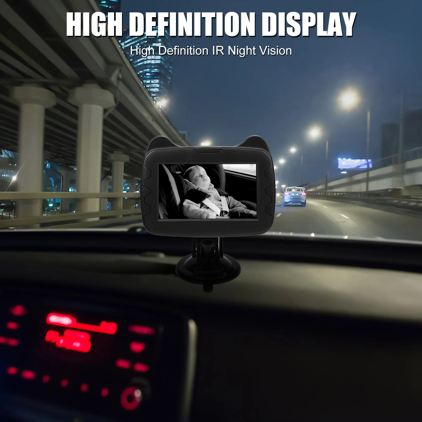 Baby Car Mirror with 4.3" Night Vision Function Display 1080P Safety Car Seat Camera with Wide Crystal Clear View Easily Observe
