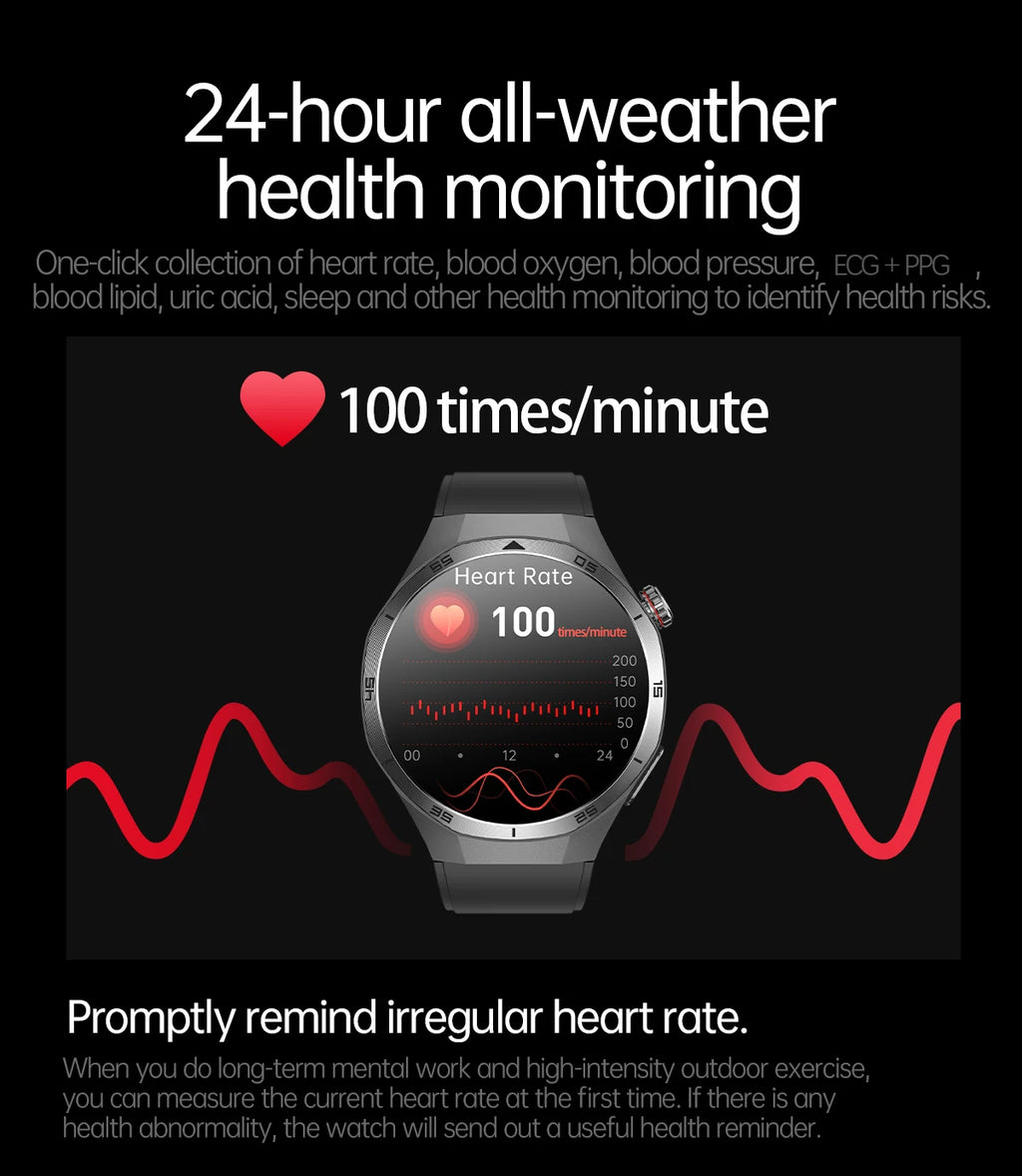 2025 New ECG+PPG Three High treatment Smart Watch Lipids Uric acid Blood pressure Smartwatch Men NFC Sport HD Call Health Clock