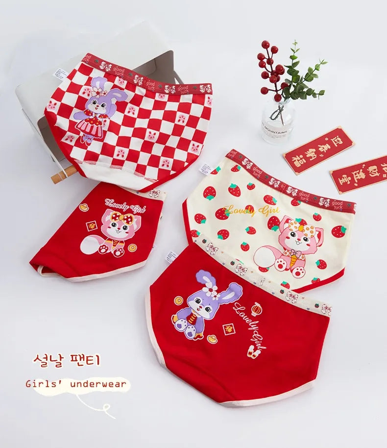 4PCS Soft Underwear Cartoon Children's Cotton Girl Panties Briefs Cute Shorts Panties for Girls Underwears Clothing Mother Kids