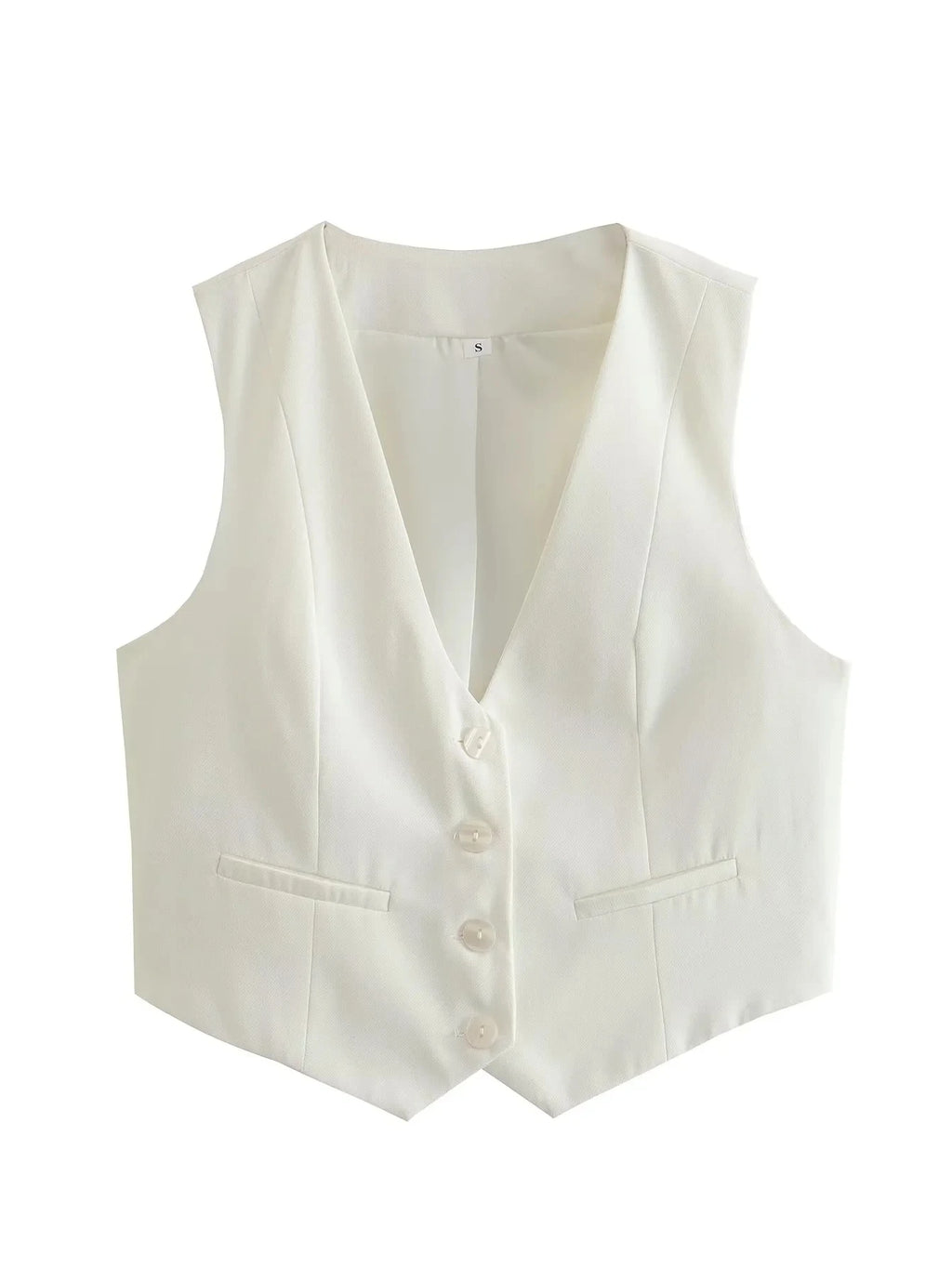 HXAO Fashion Sleeveless Vests For Women Button Up White Crop Top Office Casual Waistcoat Jacket Woman Summer Suit Black Vest Top