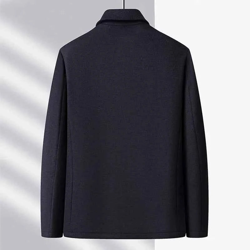 High-end men's fashionable, cool, versatile, trendy and casual woolen executive jacket, dad's suit lapel coat