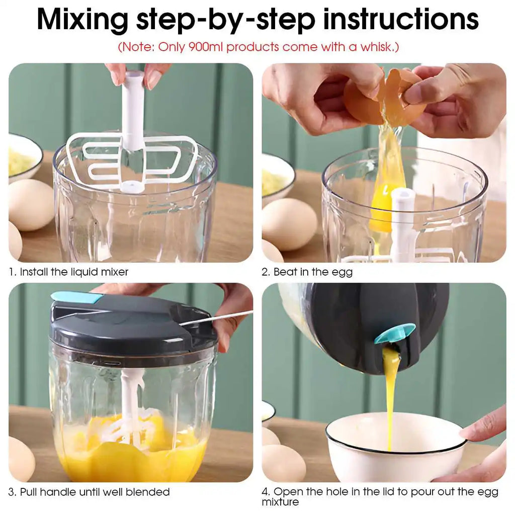 1PC 520/900ml Succulent Meat Grinder, Garlic Chopper, Onion Chopper, Vegetable Chopper, Rotating Kitchen Cooking Accessories