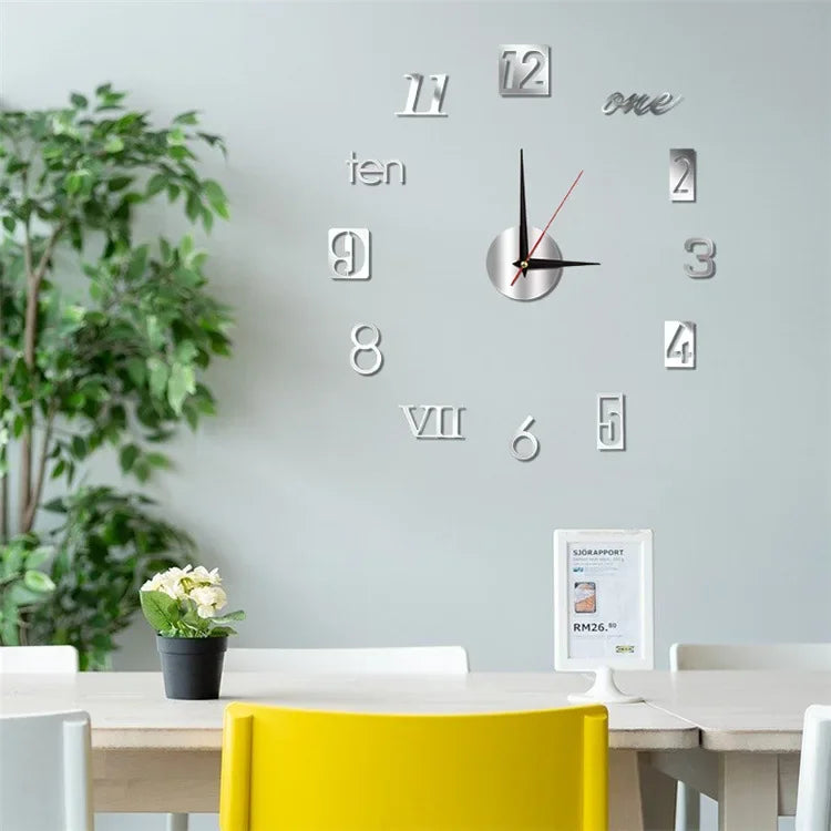 DIY Modern Design Large Wall Clock Fashion Decorative Living Room Wall Clock Home Decoration Clocks Decor Decoration for Bedroom