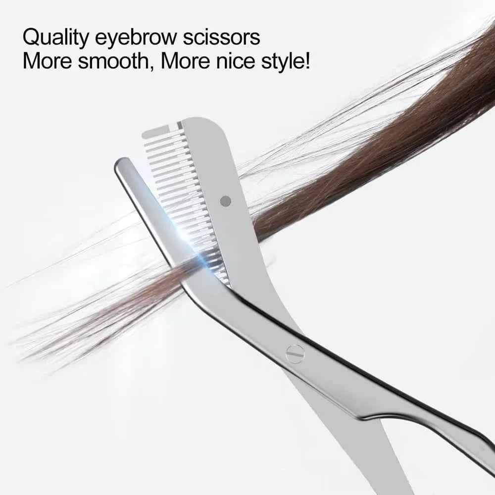 Stainless Steel Eyebrow Scissors With Eyebrow Comb High Quality Makeup Scissors Eyebrow Trimming Knife Hair Remover Shaver Tool