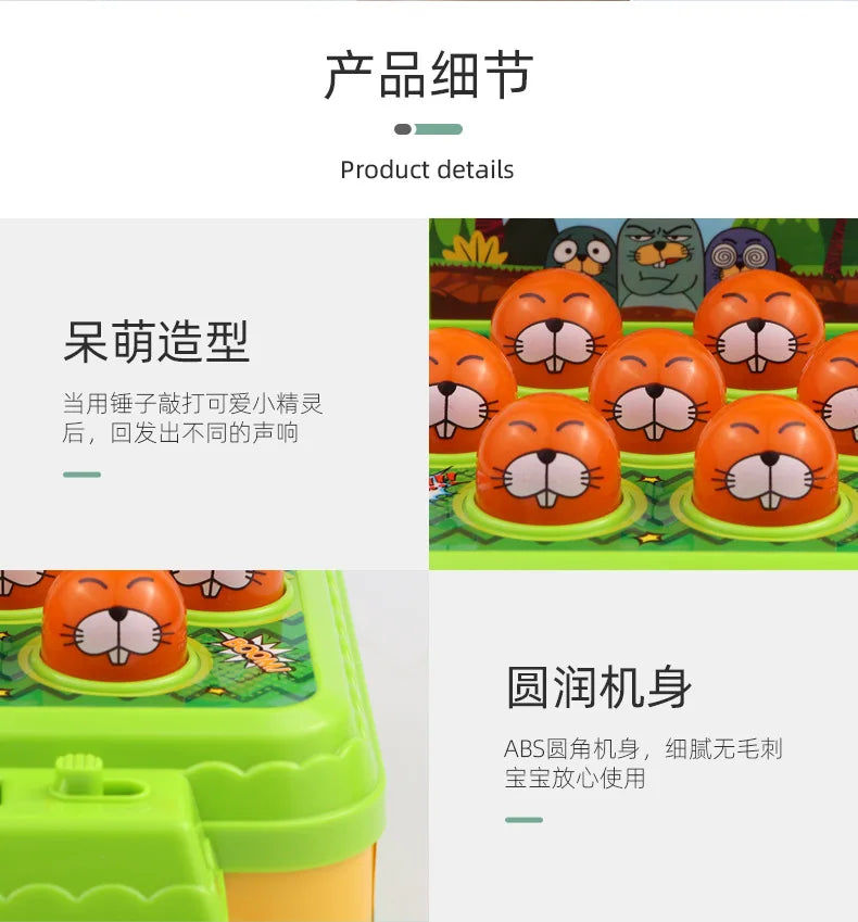 Whack A Mole Challenge Scoring Party Games Toys Electric Two Person Battle Table Games with Lights Music Cartoon Desktop Toys
