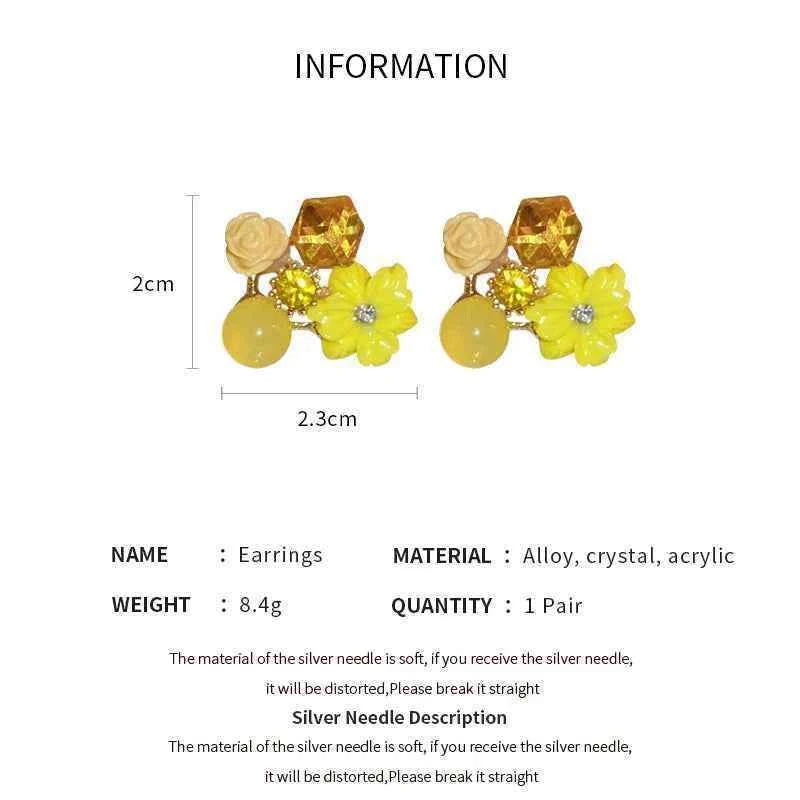 Colorful Flower Earrings Imitation Pearl Geometric Stud Earrings For Women Sweet Elegant Earrings For Party Banquet Jewelry Gift