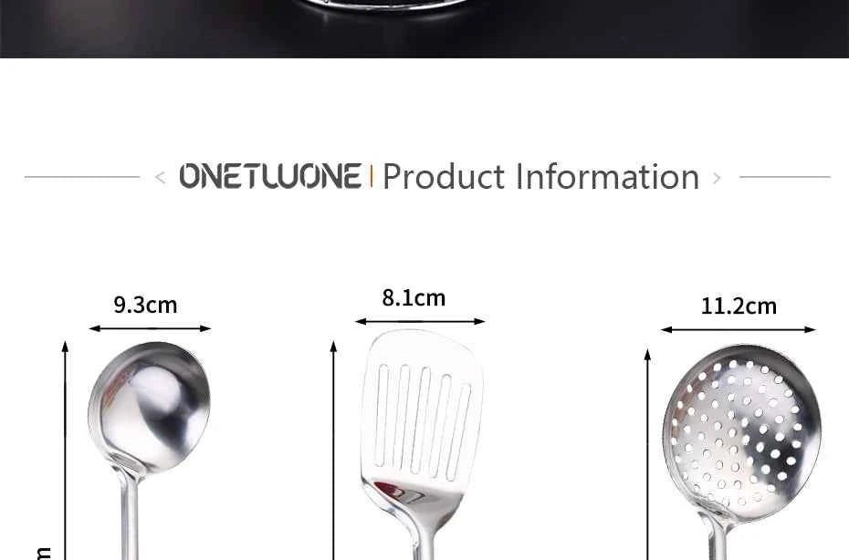 6 Pieces Kictche Cooking Utensil Set Stainless Steel Cookware Set with Organizer Holder Stand Kitchen Cooking Tools