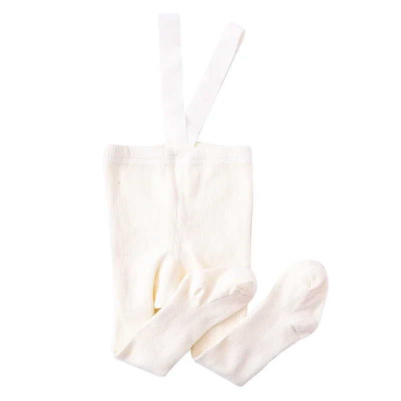 Newborn Baby Boys Girls Pantyhose Solid High Waist Ribbed Knit Tight Infant Spring Autumn Strap Leggings