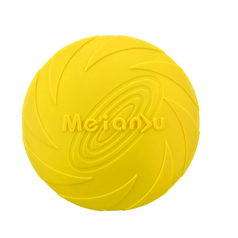 YELLOW Color Silicone Dog Flying Disc Toy – Durable Chew & Fetch Fun