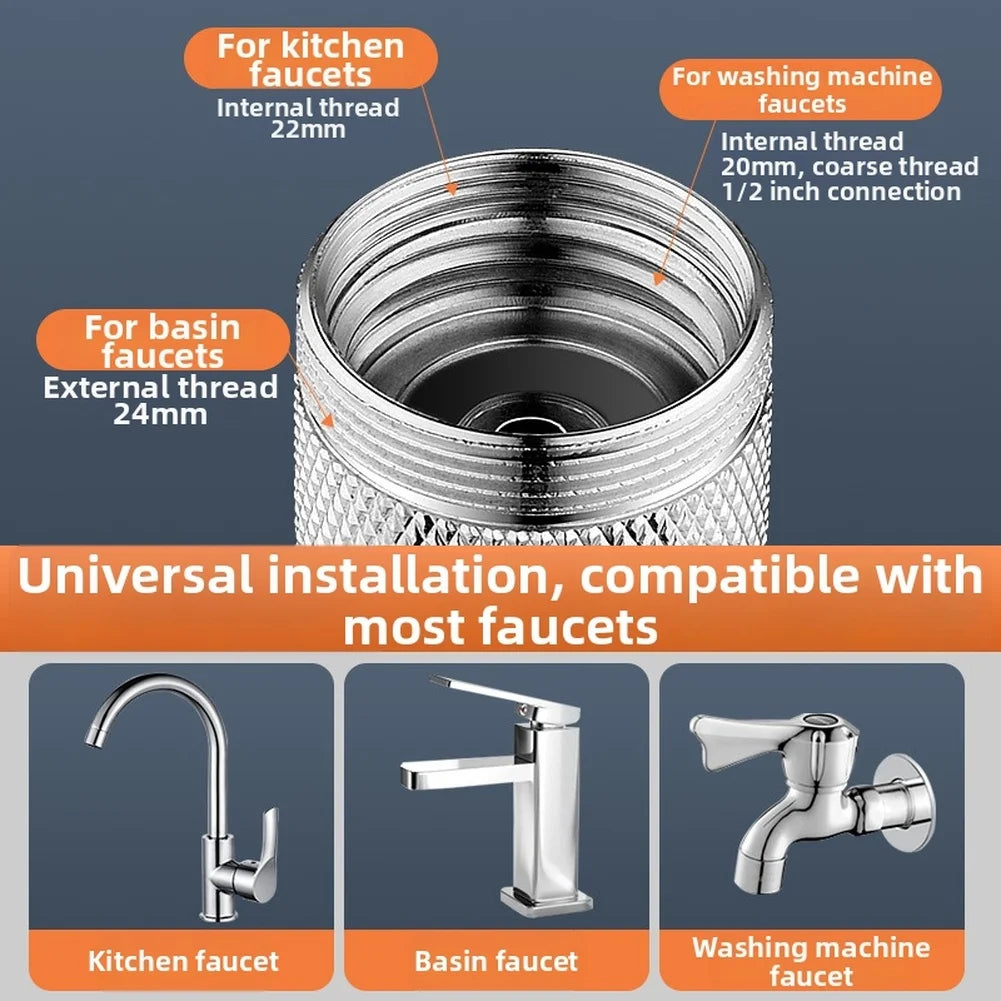 360 Degree Rotating Kitchen Faucet Extender With 3 Modes Spray Shower Stream For Splash Prevention Silver Adapter Included