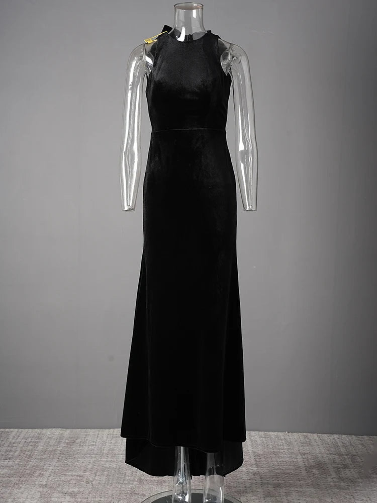 DEAT Elegant Dress Bowknot Ribbon Backless Zip Sleeveless Mermaid Women's Evening Party Dresses 2026 Spring New Fashion 35Z1299