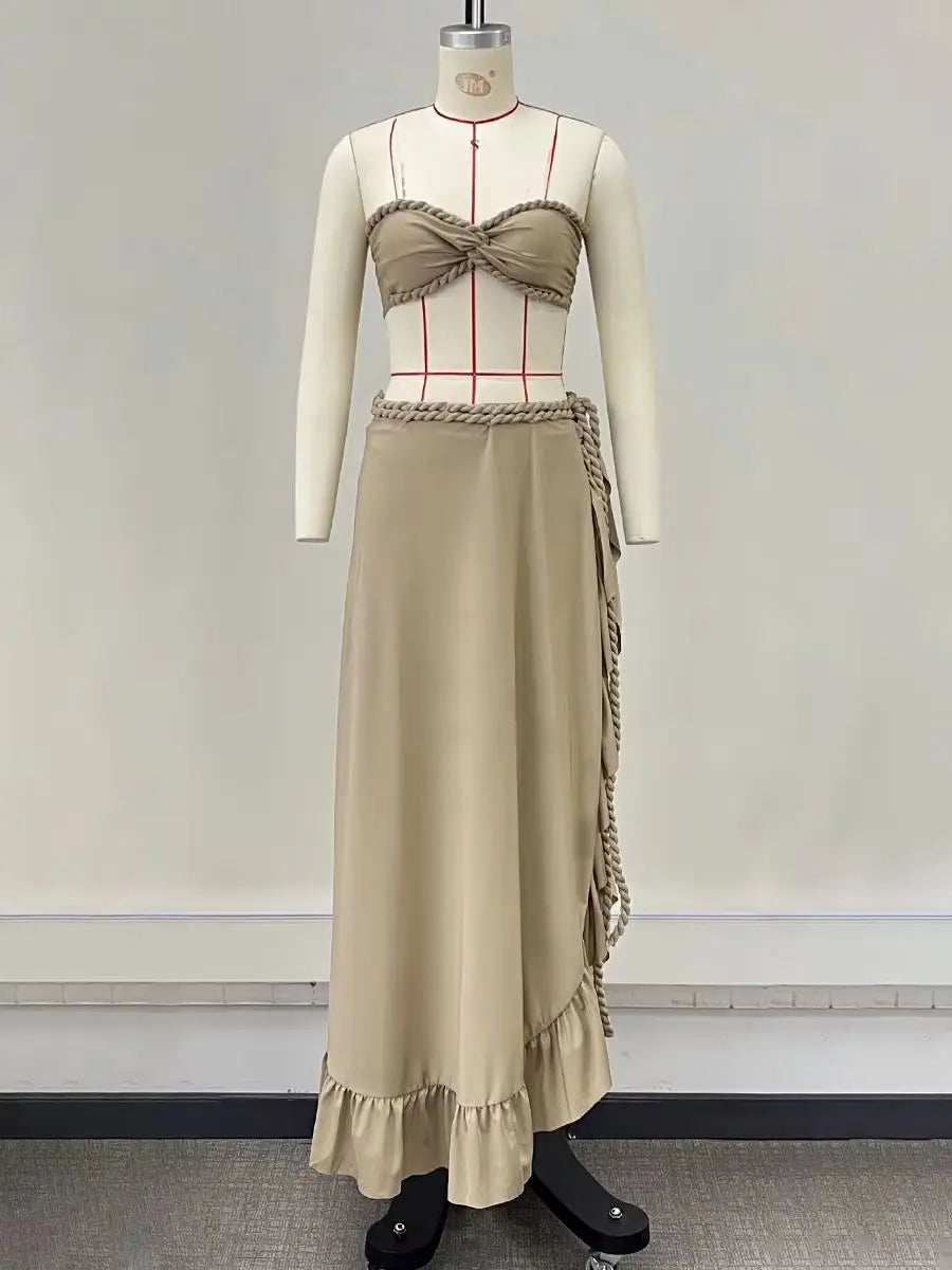 Sexy Braid Bikini with Skirt Women 3 Pcs Swimwear Skirt Suit Beach Vacation Casual Female Bathing Suit Summer