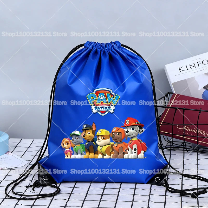 Paw Patrol Drawstring Bags Anime Chase Bundle Pockets Cartoon Portable Polyester Storage Pouches Boys Girls Shoulders Bag Gift