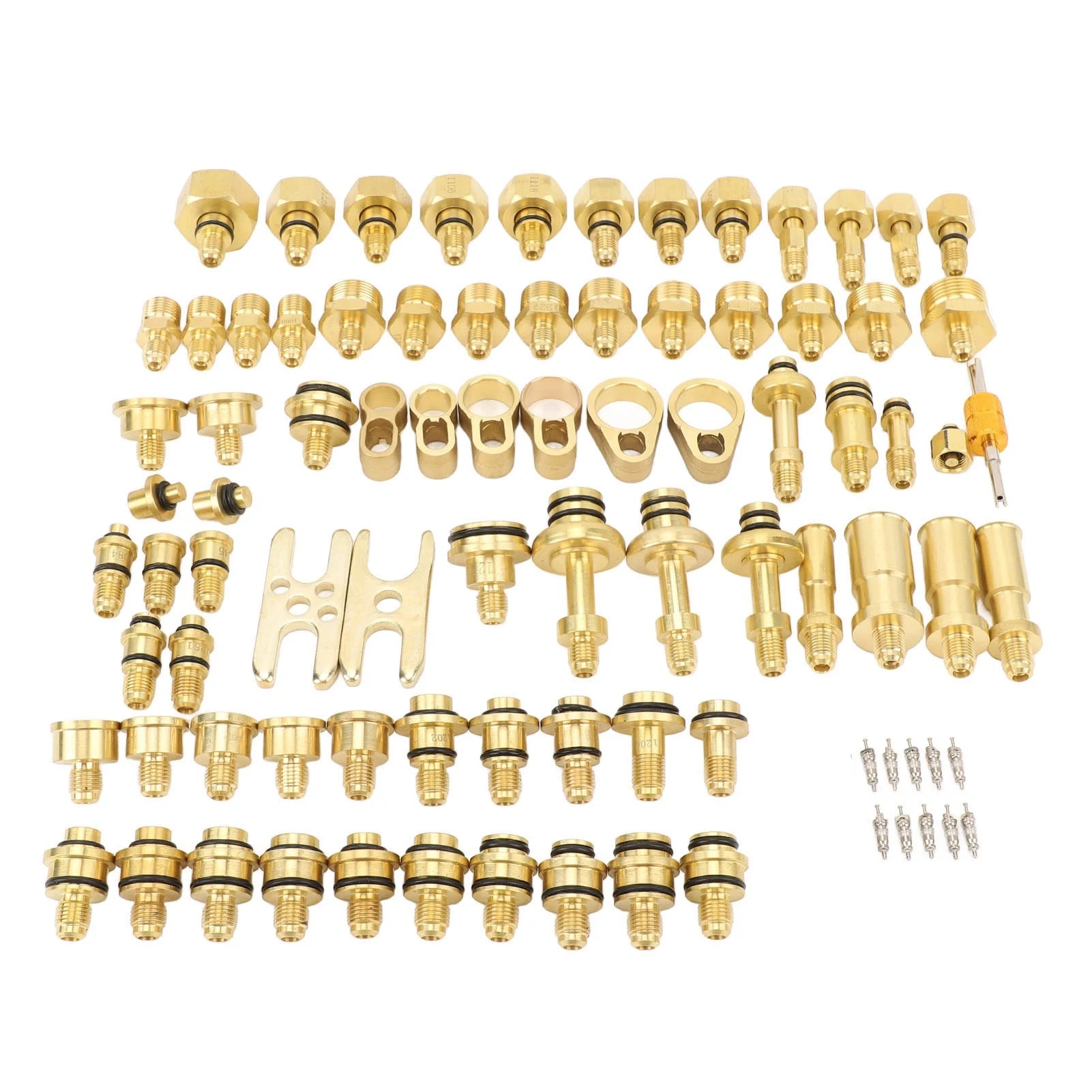 77Pcs Car Air Conditioning Leak Test Kit Brass Ac Leak Detection Tools Connector Repair Kit for Car Auto AC