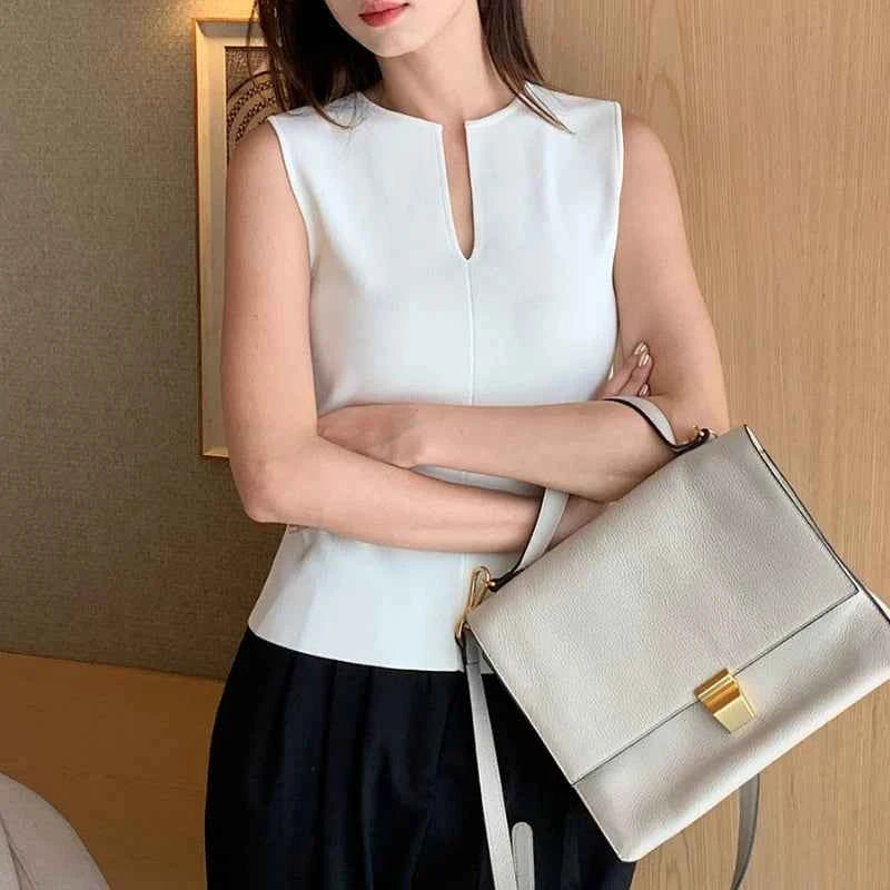 Women V-neck Good Quality Breathable Sleeveless Knit Tank Top Sweater Vest Spring Summer New in Chic Top Minimal Style
