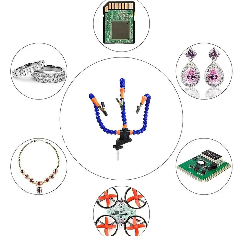 Helping Hands Soldering, Third Hand PCB Circuit Board Holder Flexible Arms with Desk Clamp Base for Electronic Boards Repair