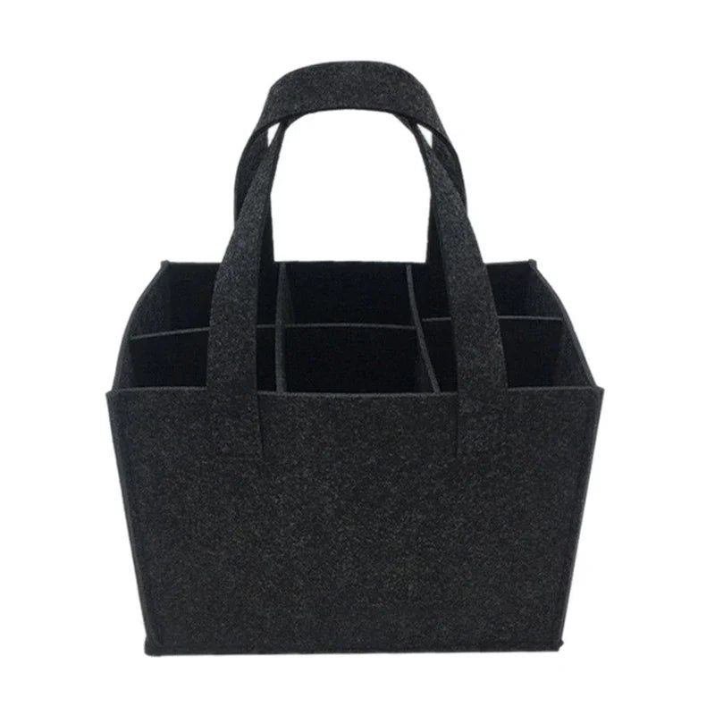 6 Bottles Felt Wine Bottle Holder Bag Grey Protective Wine Storage Bag Washable with Carry Handle Wine Bottle Carrier Wedding
