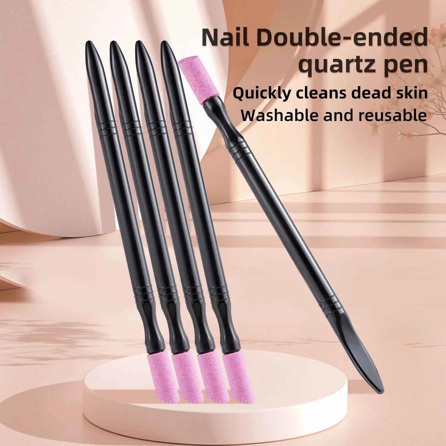 1/5PCS Quartz Pen Nail  Cuticle Pushers Nail Polish Manicure Stick Nail Files Grinding Pen Dead Skin Remover for Natural Nail