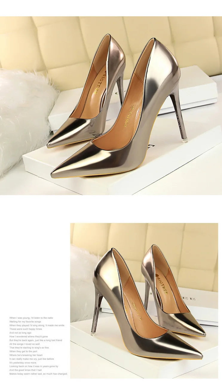 BIGTREE Shoes Classic Pumps Patent Leather Women Pumps Fashion Women Wedding Shoes High Heels Stiletto 10.5 Cm 7.5 Cm Lady Shoes