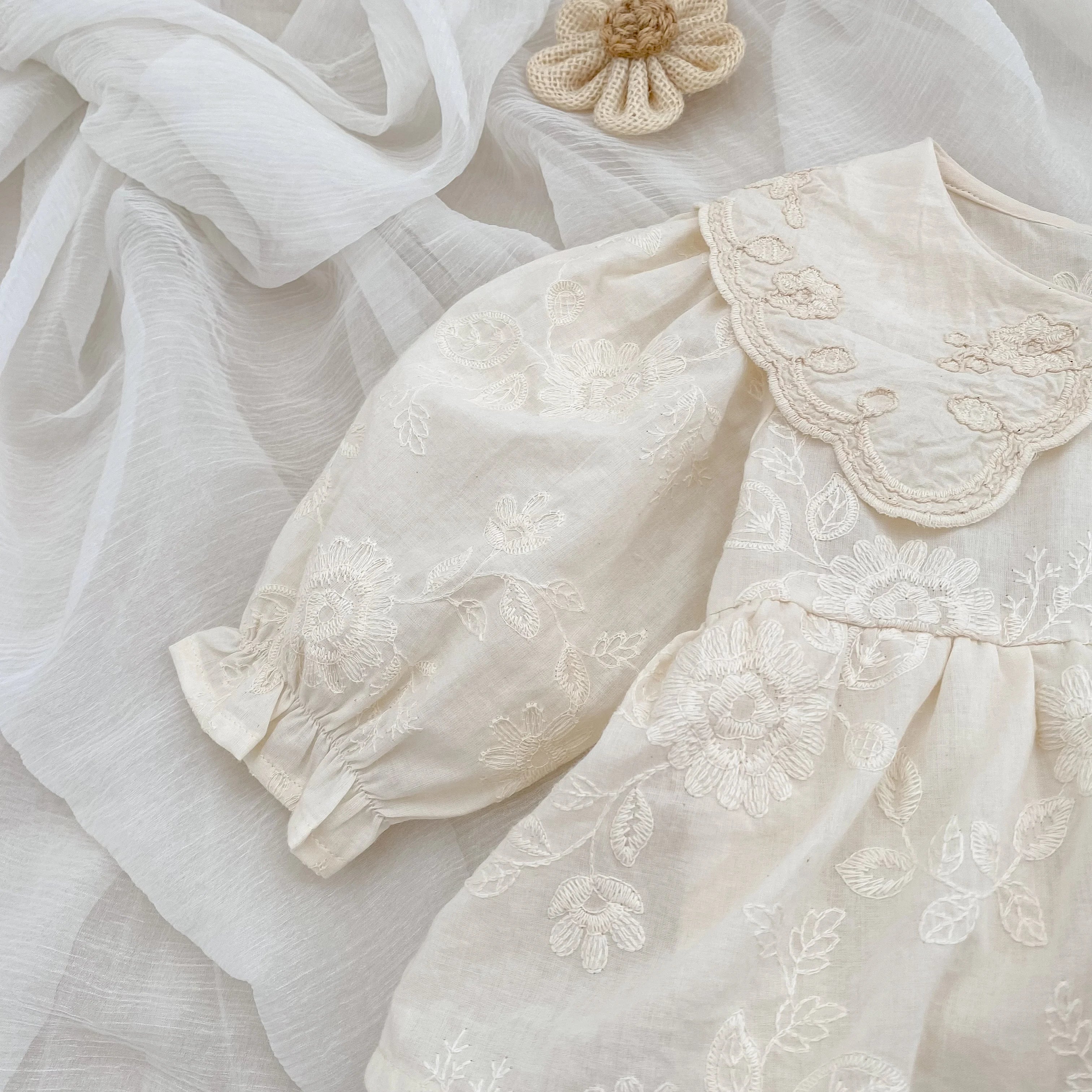 Autumn Baby Bodysuit Sisters Dress Flower Embroidery Dress Infant Girls Toddler Outfit  Baby Girls Rompers Family Sister Dress