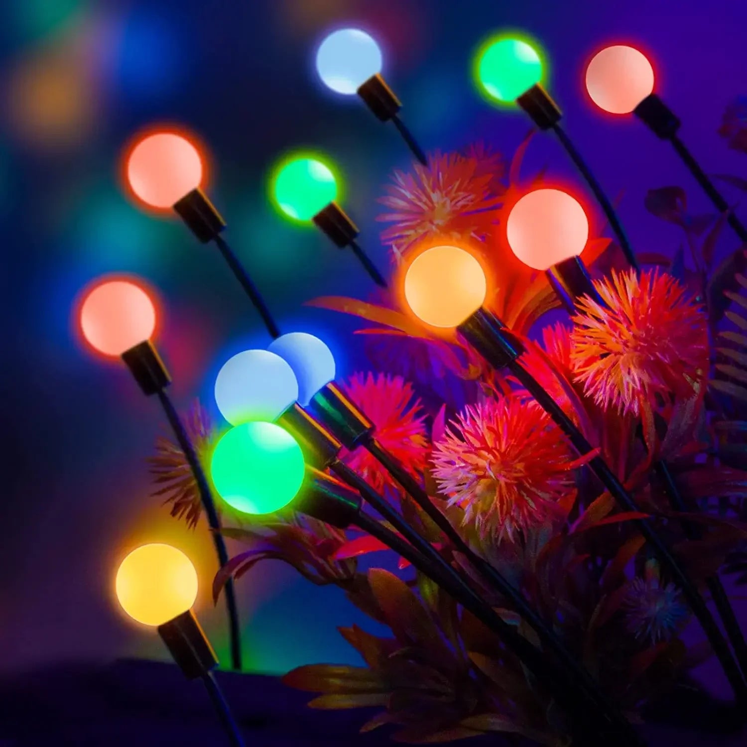 6/810 LED Solar Garden Lights Powered Firefly Lights Outdoor Waterproof Vibrant Garden Lights for Patio Pathway Decoration,Warm