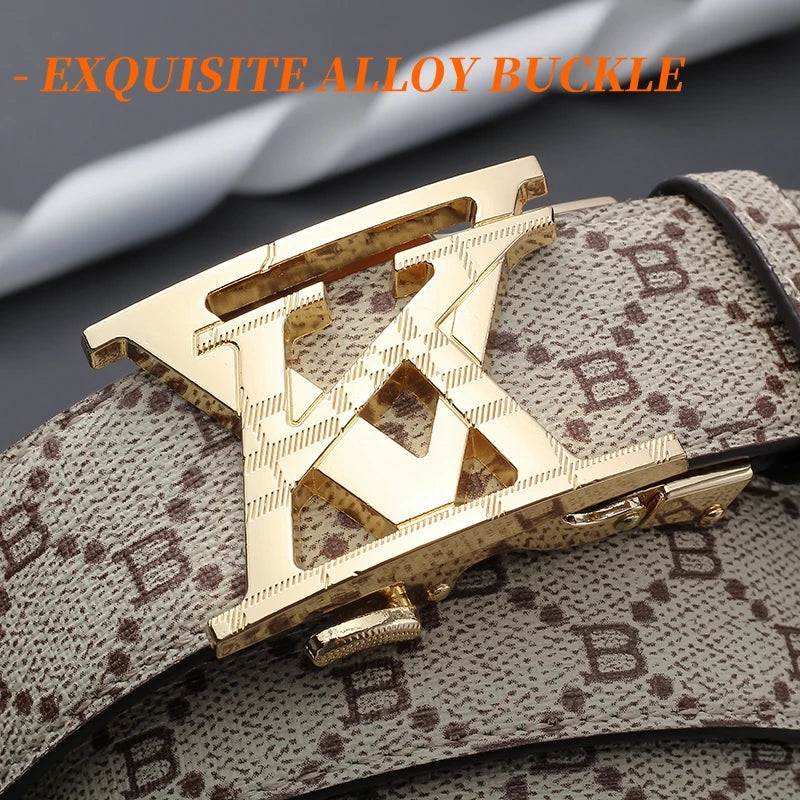 Men's Belt Luxury Design Automatic Buckle Waist Belt Fashion Letter Printed Belt Business Casual Belt For Men Jeans
