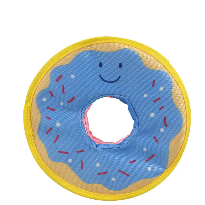 blue Color Dog Donut Squeaky Flying Disc Toy – Bite Resistant Fun