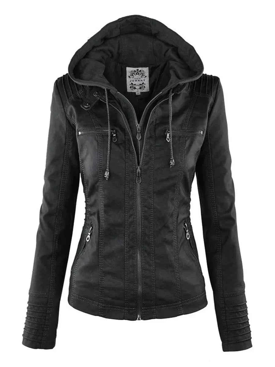 Gothic Faux Leather Jacket Women Coat 2025 Hoodies Winter Autumn Motorcycle Jacket Black Outerwear Leather PU Basic Jacket Coat