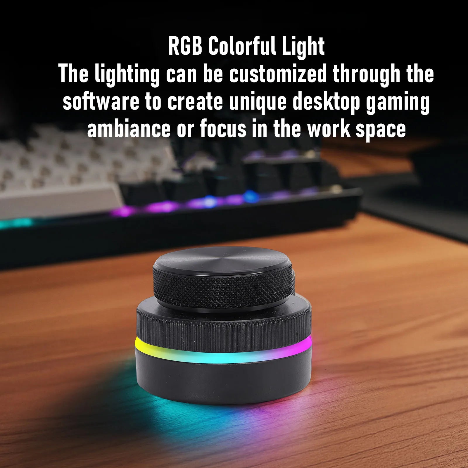 【New】Custom Rotary Knob with RGB Light Dual Knobs Page Turning Volume Controller 2.4G BT USB Support for Windows Black