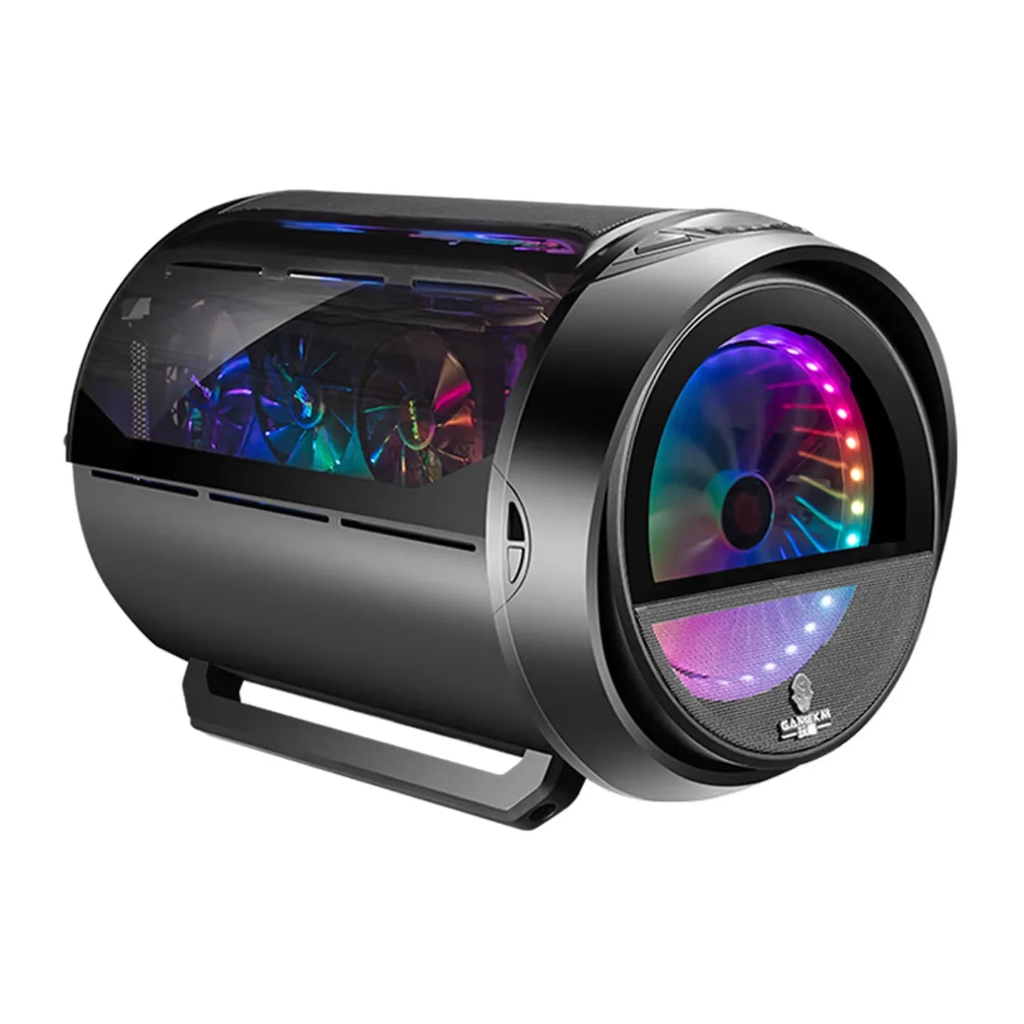 WJCOOLMAN Yuanqidan Mini Computer Case - Circular Side-Exposed Desktop Computer Case Compatible with 240 Water Cooling