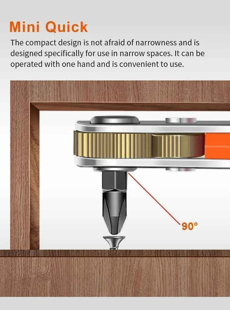 Multifunctional Bidirectional Ratchet Screwdriver Right Angle Magnetic Wrench Cross Shaped Short Screw Orange Tool