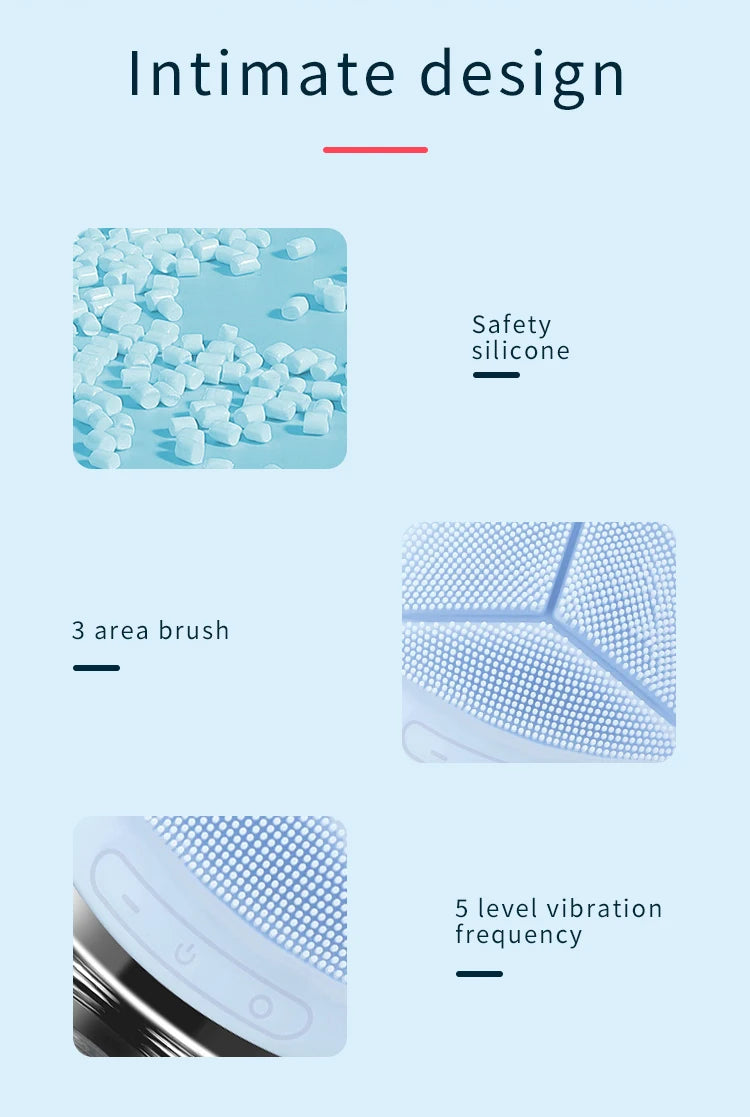 2 in 1 Electric silicone EMS LED 3 Modes Facial Cleansing Brush Introducer Beauty Device Ultrasonic Face Cleaning Massage Tool