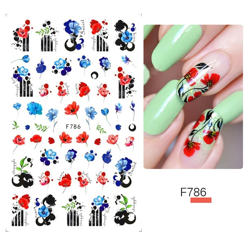 3D Dandelion Peach Blossom Maple Leaf Nail Sticker Nail Art Decoration Color Flower Nail Decal Nail Art Supplies Nail Parts