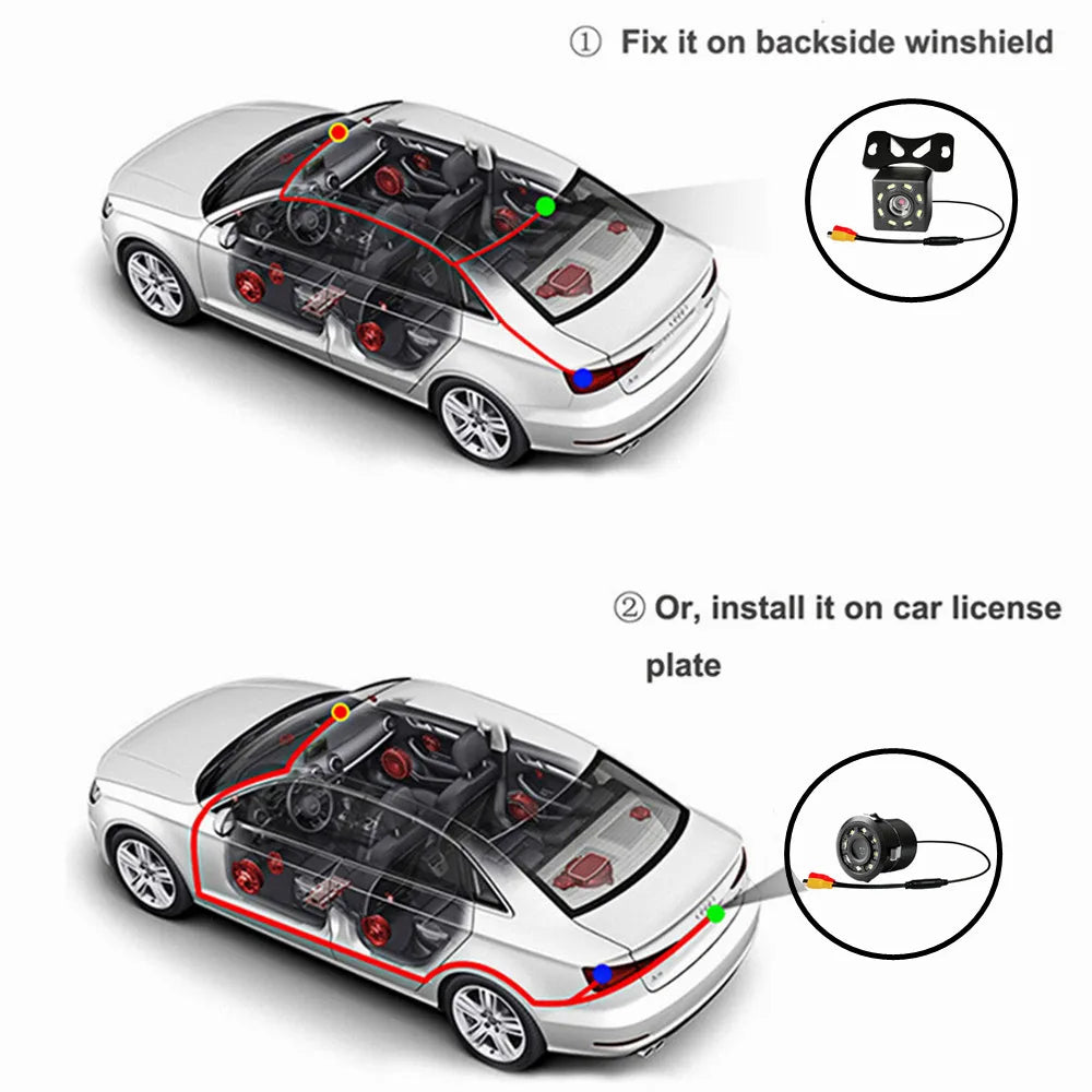 Auto Rear View Camera Night Vision Reversing Auto Parking Vehicle Cam CCD Waterproof 170° HD Video Support Monitor Auto Tools