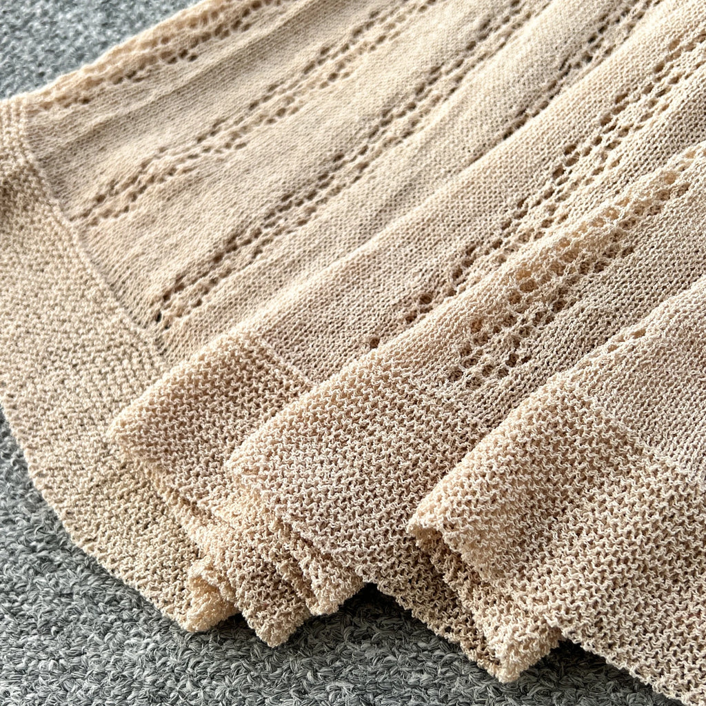 Women Hollow Knitted Dress Summer Flower Short Sleeved Fishtail Bodycon Dress with Camisole Dresses Vintage Party Long Robe