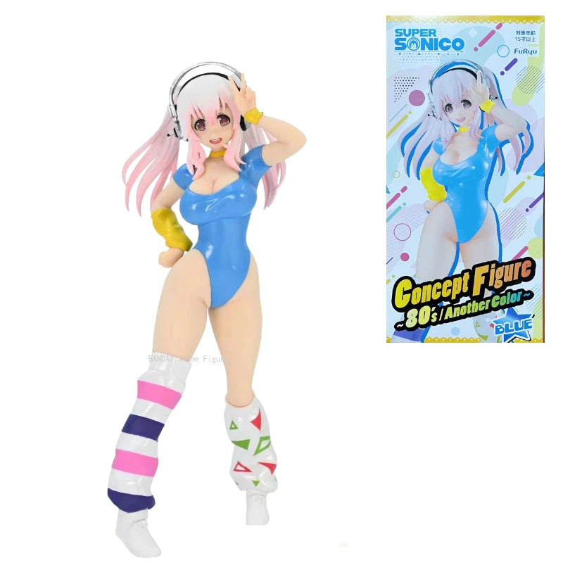 In Stock 100% Original Genuine FuRyu 18cm Super Sonico PVC Anime Collection Cute Models Doll Collectible Toys Birthday Gift