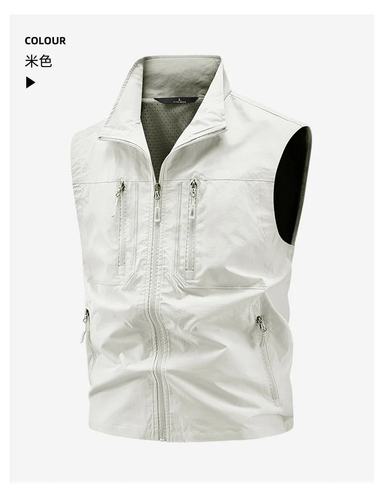 2026 New Waistcoat Men Middle-Aged Outdoor Fishing Summer Vest Casual Thin Tooling Waistcoat Large Size 5XL Vest