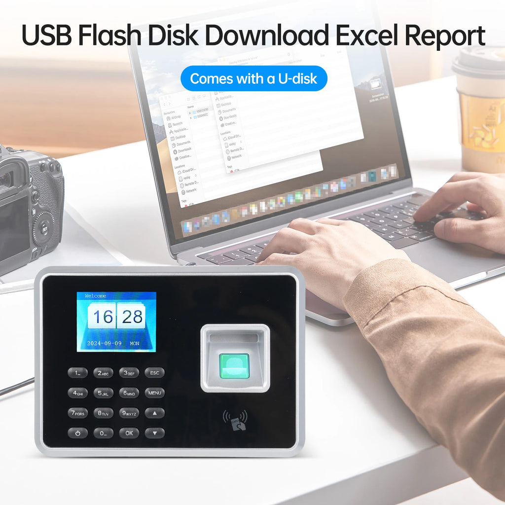 Biometric Time Clock Attendance Machine for Employees Biometric In and Out Punching Support 1000pcs Fingerprint Recognition
