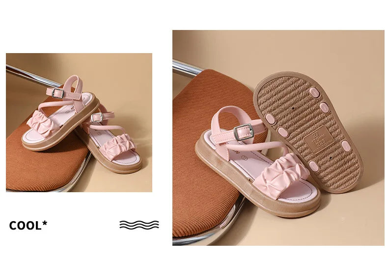 New Children's Sandals Summer Bowknot Girls Princess Causal Shoes Fashion Kids Soft Bottom Beach Flat Sandals Open-toe Versatile