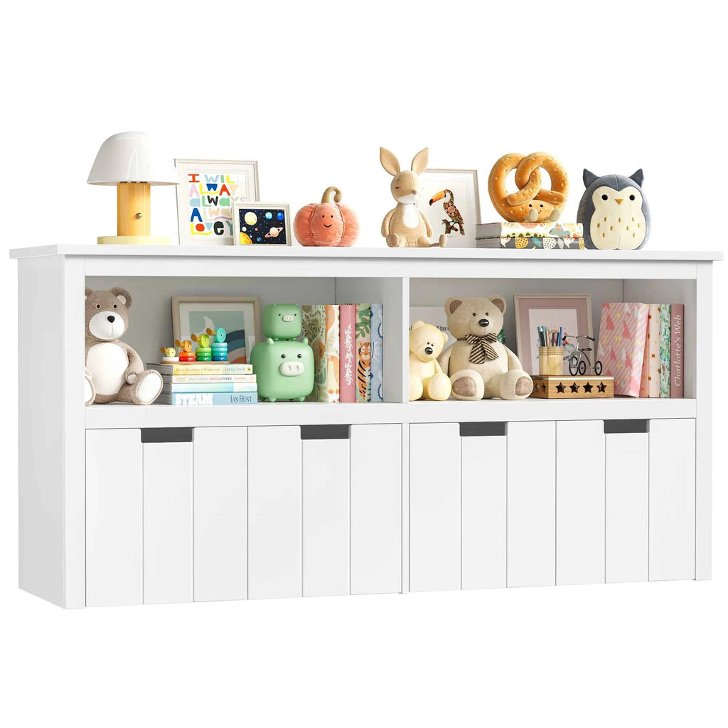 Getone Toy Storage Unit Children's Cabinet with 4 boxing on rolls Kid's room furniture Toys Storage Cabinet 120x33x61.5 cm White