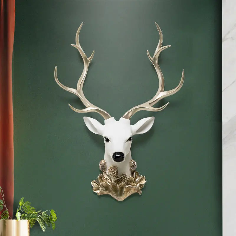Resin decorative items, American-style living room TV background wall decorations, wealth-attracting deer head wall hangers