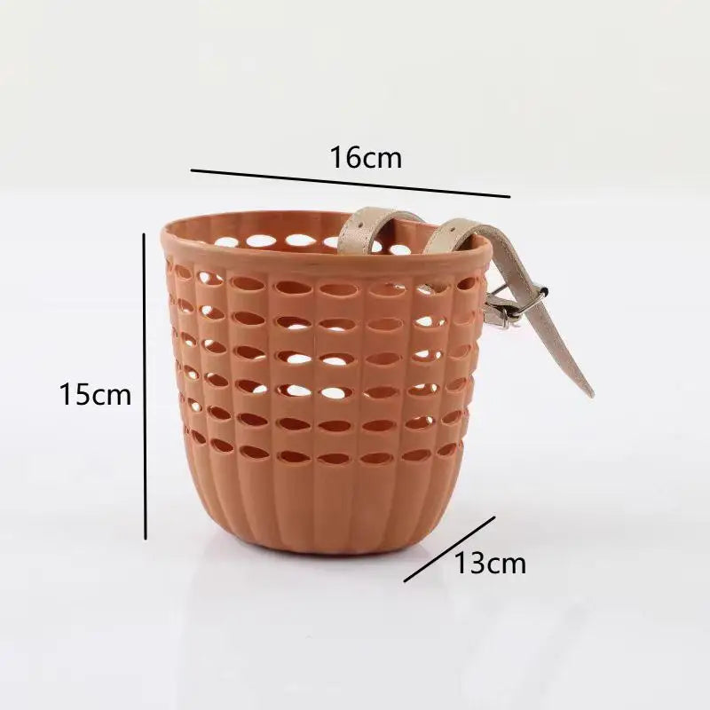 Kids Bike Basket Durable Storage Basket With Adjustable PU Straps Handlebar Basket For Children Girls Outdoor Biking Toddlers